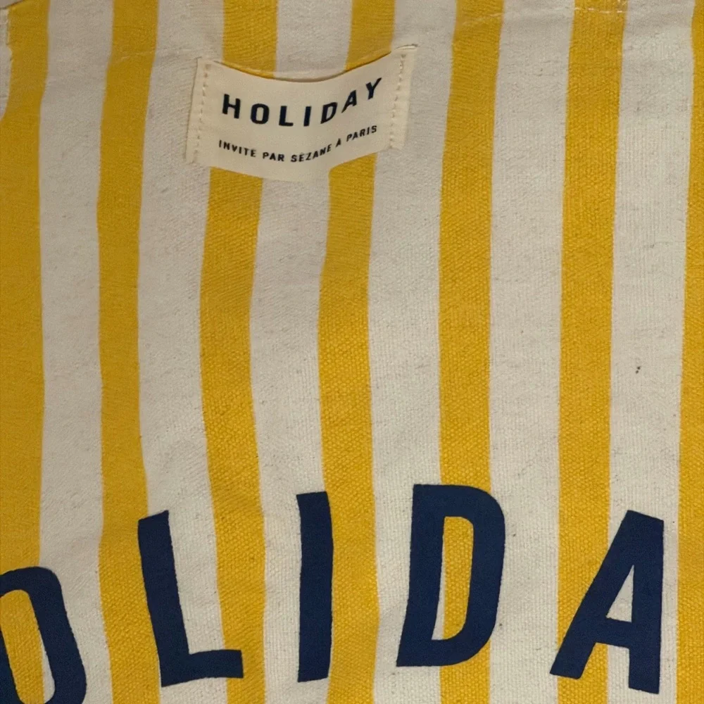 Sezane Holiday Striped Tote in Yellow and Navy